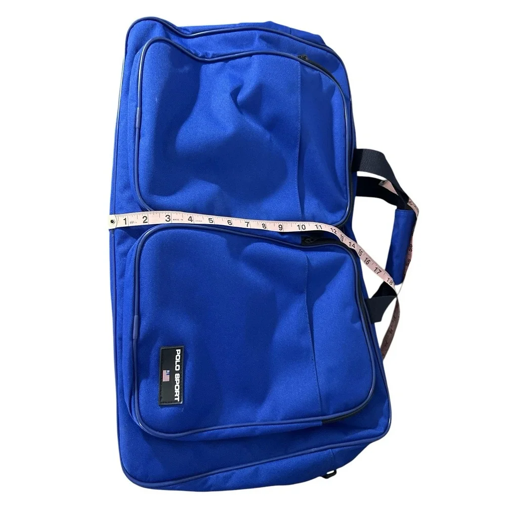 Polo Sport Ralph Lauren Duffle Blue Carry On Weekend Gym Bag  Blue Black XL Vtg